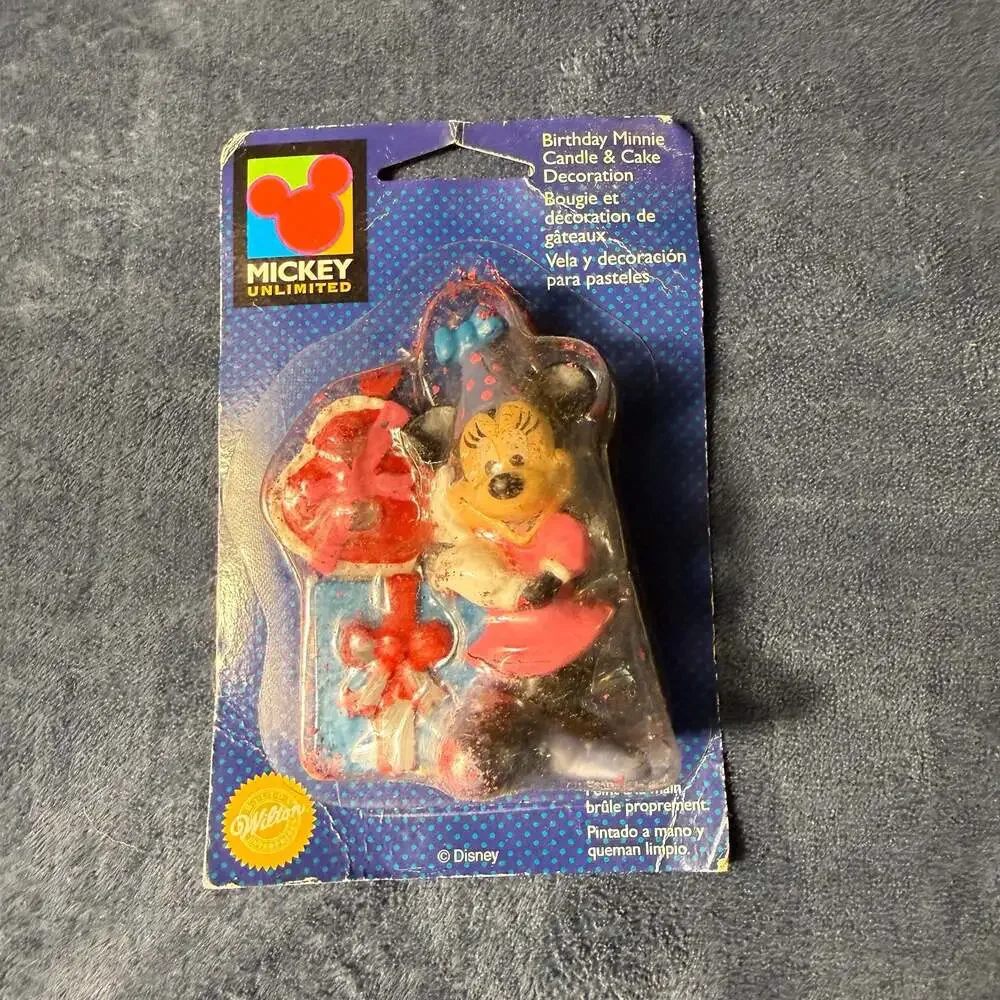 1998 Disney Mickey Unlimited Minnie Mouse Birthday Candle & Cake Decoration